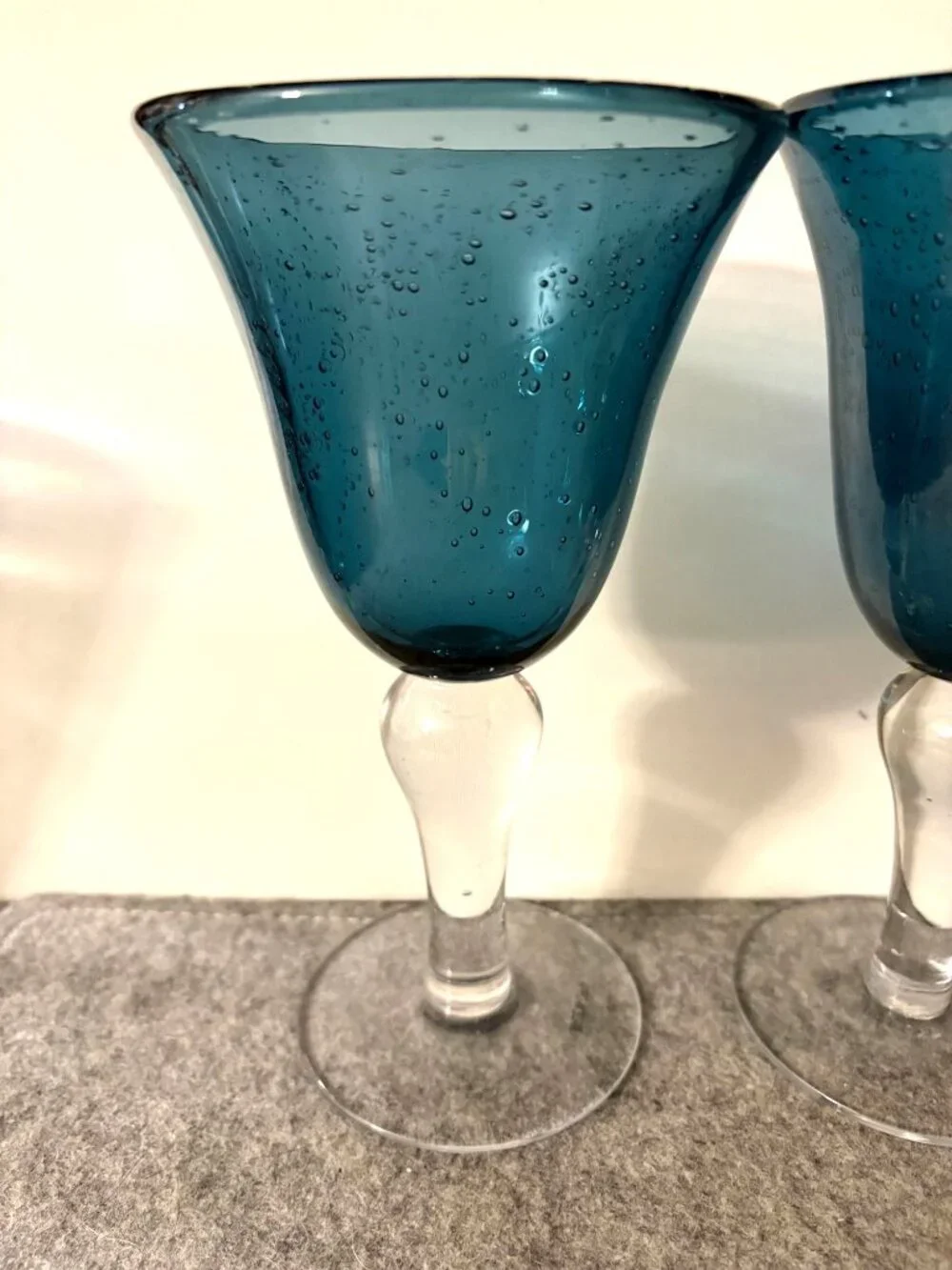 2 Handblown Seeded Glass Artland Blue Iris 8